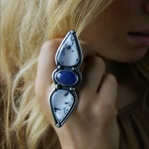 ➗ Sterling Silver Opal and Tanzanite Ring ➗